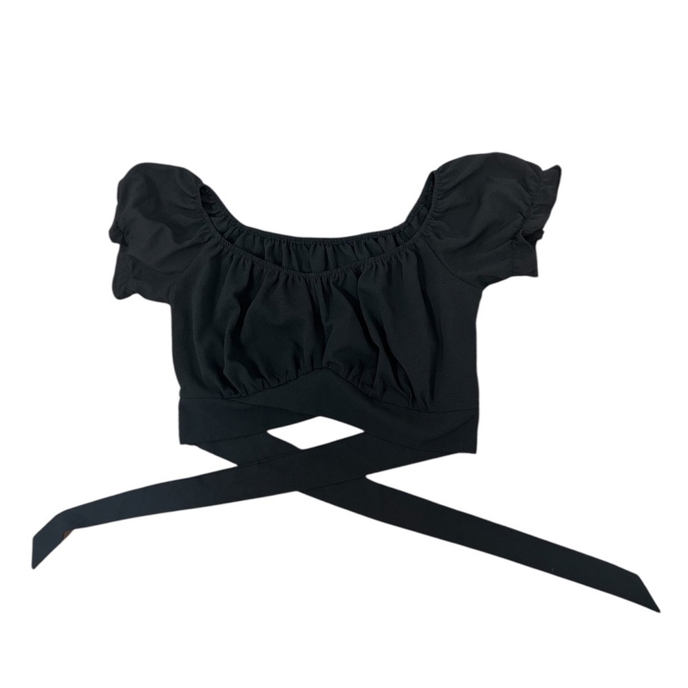 Black Shein Babydoll Wrap Top
